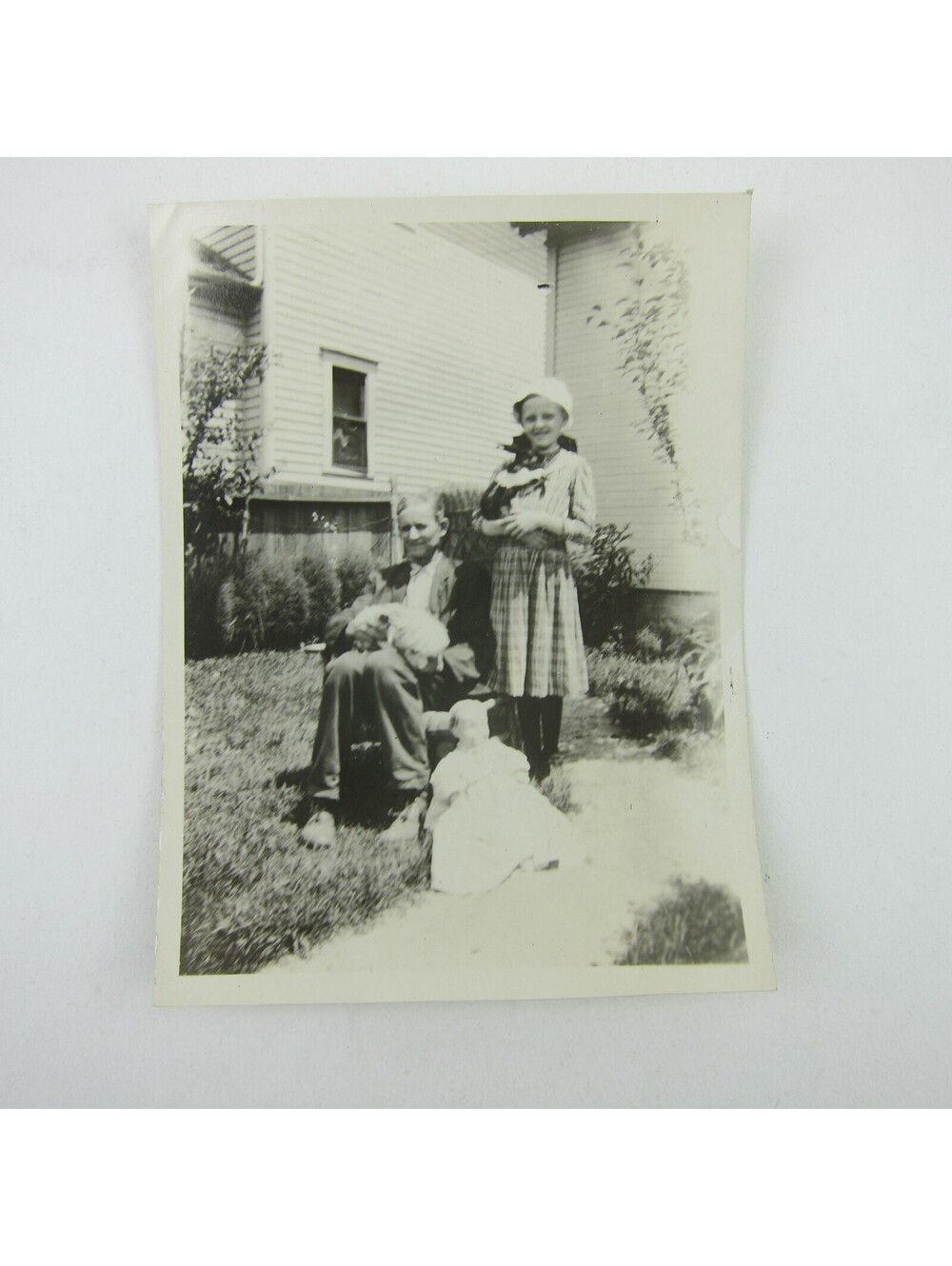 Photograph Man Henry Raman, Girl Gladys Raman & Doll Darke Co Ohio Antique 1910s